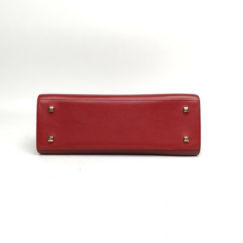 DELVAUX Tempete中號27.5紅色牛皮金扣肩背包-3