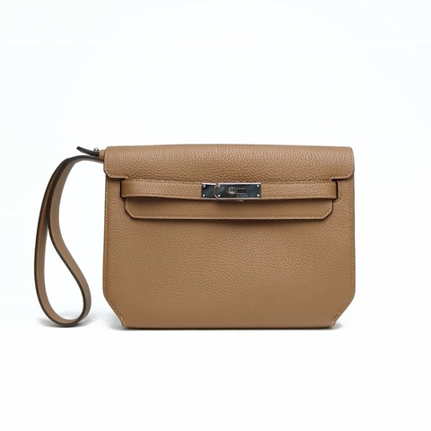 HERMES KellyDepeches25手包栗子色Togo皮W刻銀扣