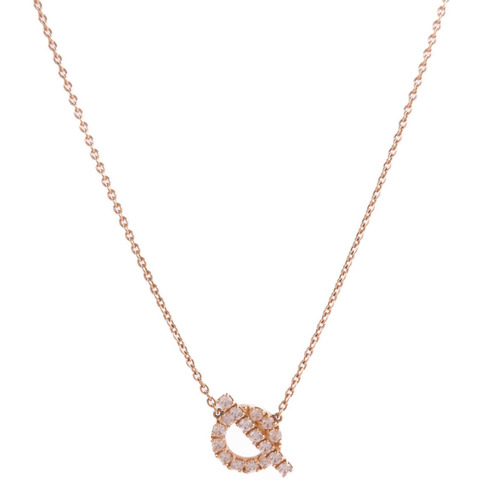 HERMES 18K玫瑰金Finesse Pendant鑽石項鍊