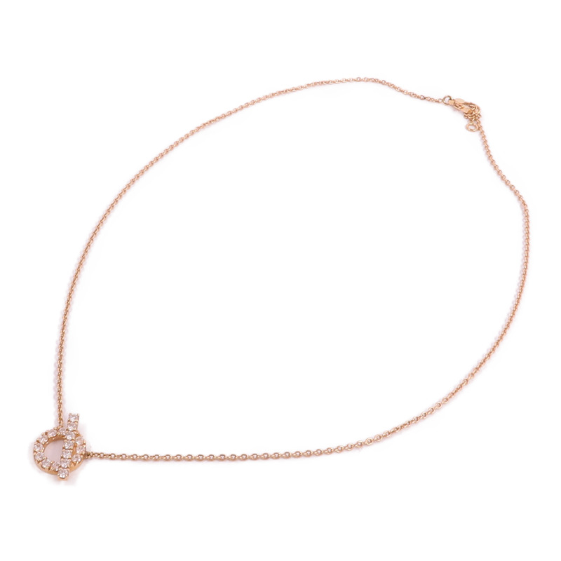 HERMES 18K玫瑰金Finesse Pendant鑽石項鍊-3