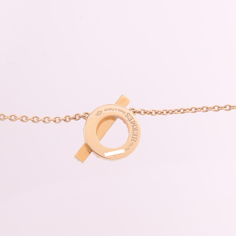 HERMES 18K玫瑰金Finesse Pendant鑽石項鍊-6