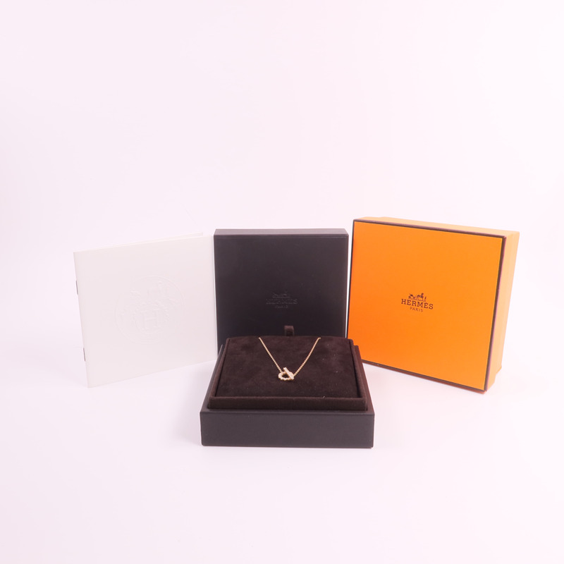 HERMES 18K玫瑰金Finesse Pendant鑽石項鍊-7