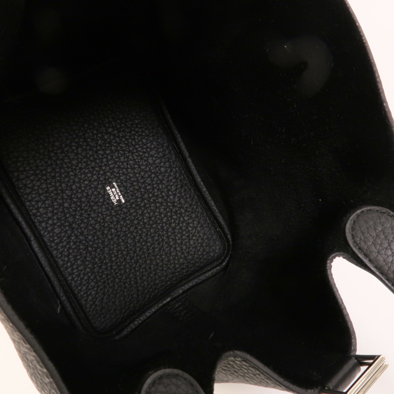 HERMES Clemence皮革Picotin PM手挽袋Noir-4