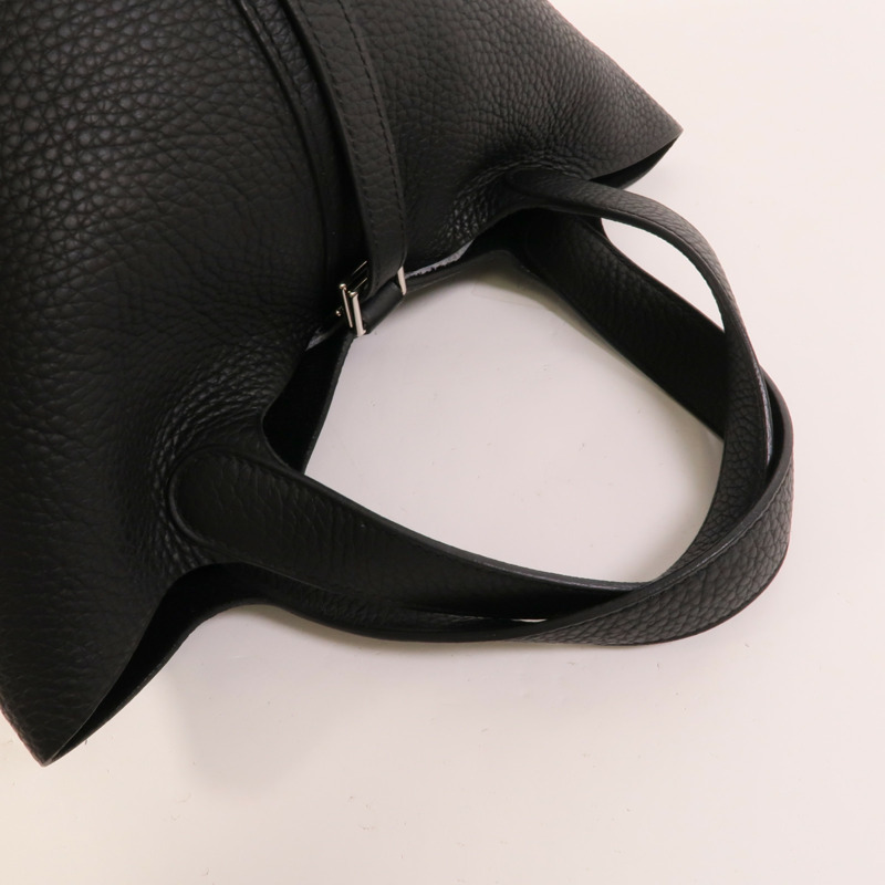 HERMES Clemence皮革Picotin PM手挽袋Noir-5