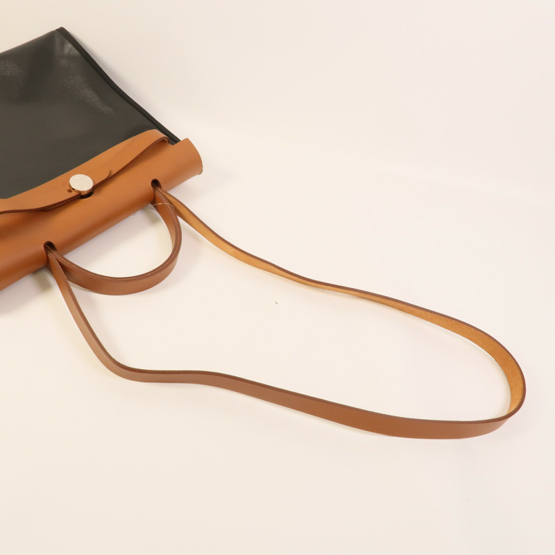 HERMES 塗層帆布Herbag PM手挽肩背兩用袋Black-5