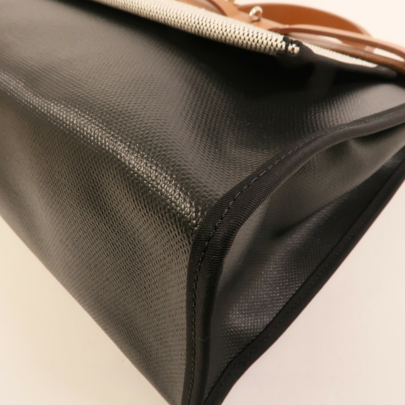 HERMES 塗層帆布Herbag PM手挽肩背兩用袋Black-15