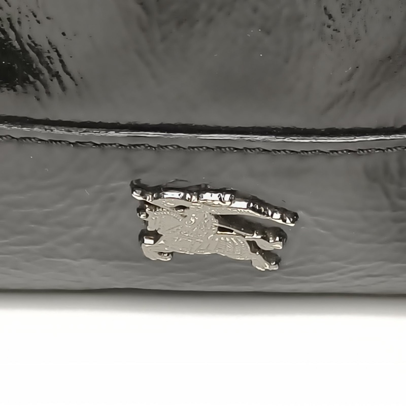 Burberry 黑色油蠟皮手提包-4