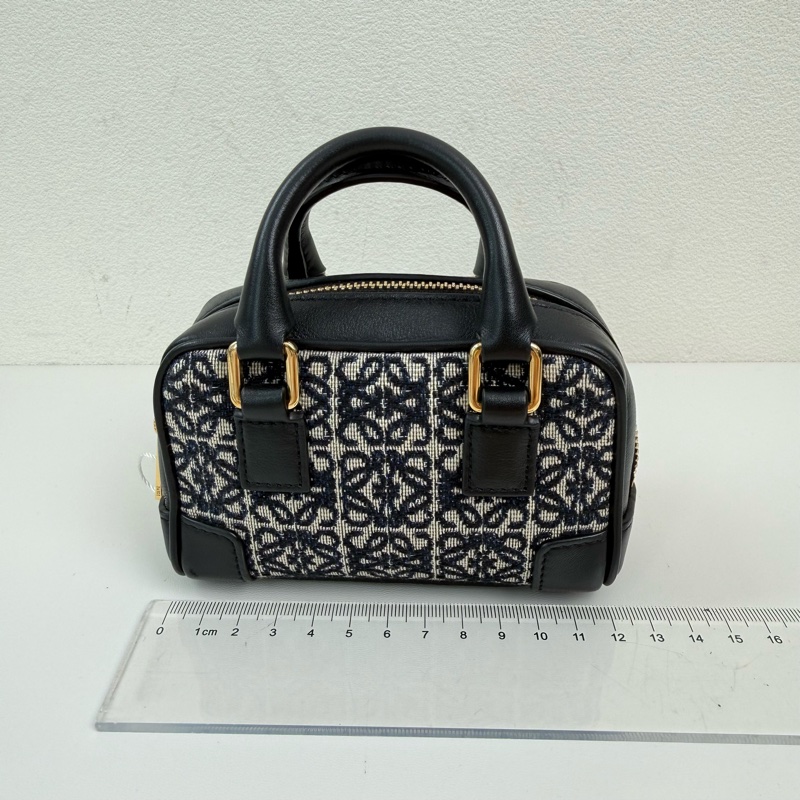 99新🆕羅意威/LOEWE Amazona 藍色帆布老花絎縫斜挎包手提包 金扣 💛正品-2