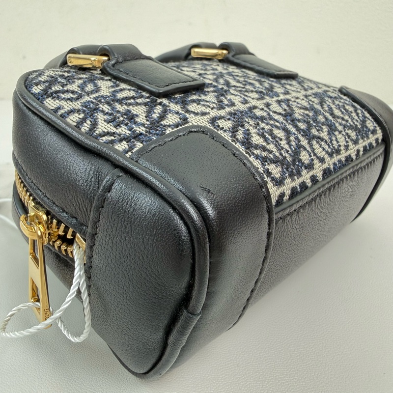 99新🆕羅意威/LOEWE Amazona 藍色帆布老花絎縫斜挎包手提包 金扣 💛正品-7
