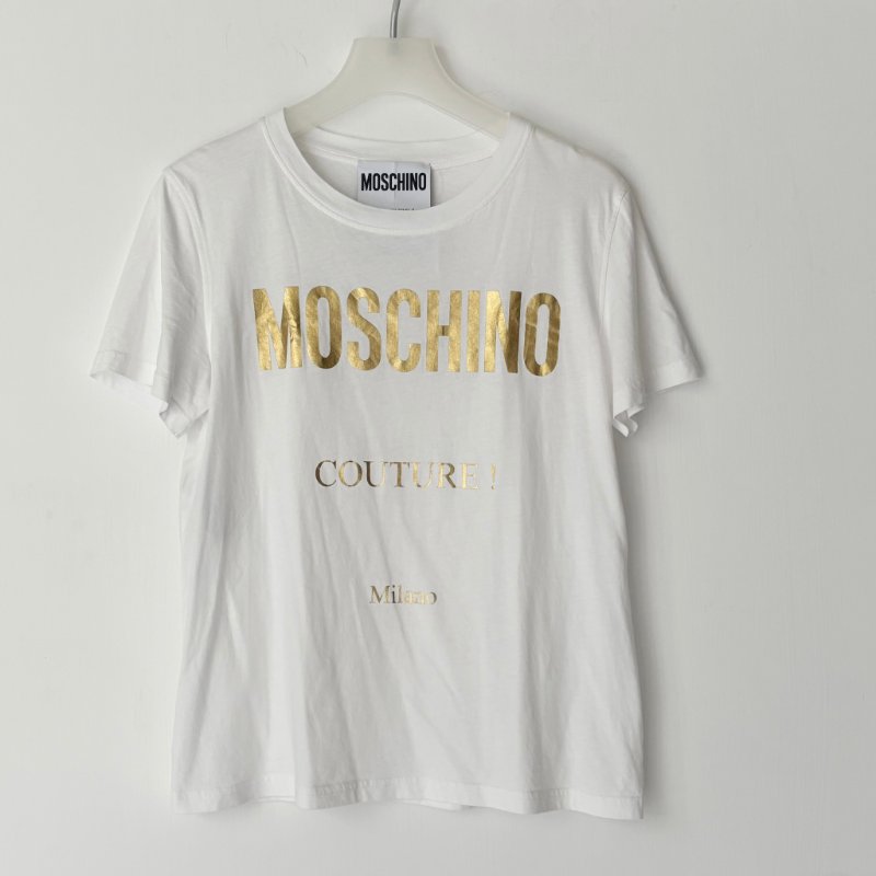 ::Moschino:: Gold Logo Print T-Shirt Couture 金字Logo 短袖T恤 白色-0