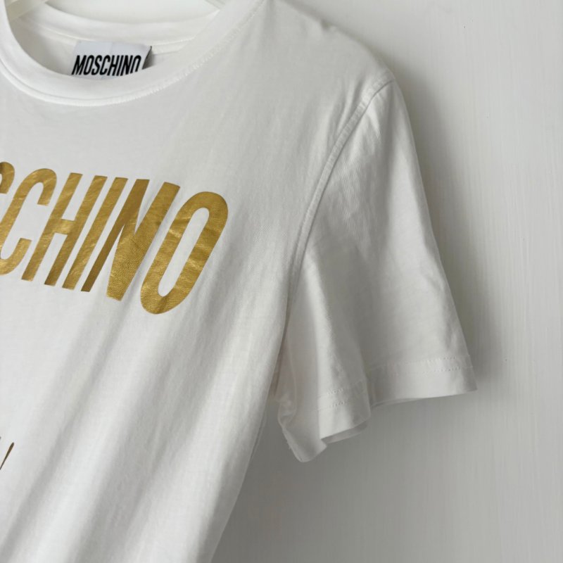 ::Moschino:: Gold Logo Print T-Shirt Couture 金字Logo 短袖T恤 白色-5