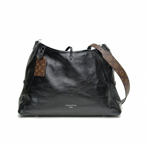 LOUIS VUITTON CARRYALLDark中號黑色羊皮銀扣晶片肩背包