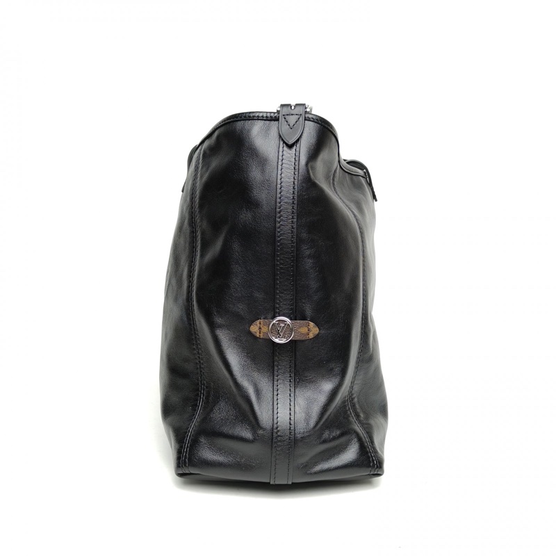 LOUIS VUITTON CARRYALLDark中號黑色羊皮銀扣晶片肩背包-1