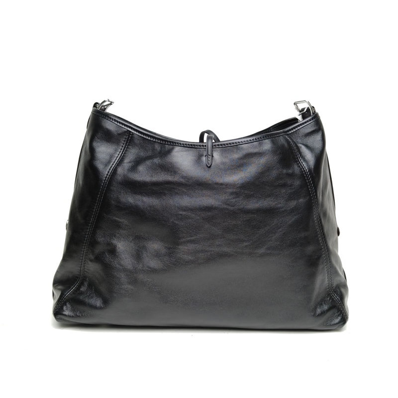 LOUIS VUITTON CARRYALLDark中號黑色羊皮銀扣晶片肩背包-2