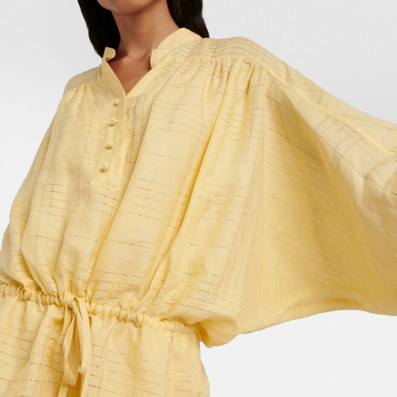 M號 ::Loro Piana:: Cotton minidress 鵝黃色純棉長袖短洋裝 休閒度假洋裝-2
