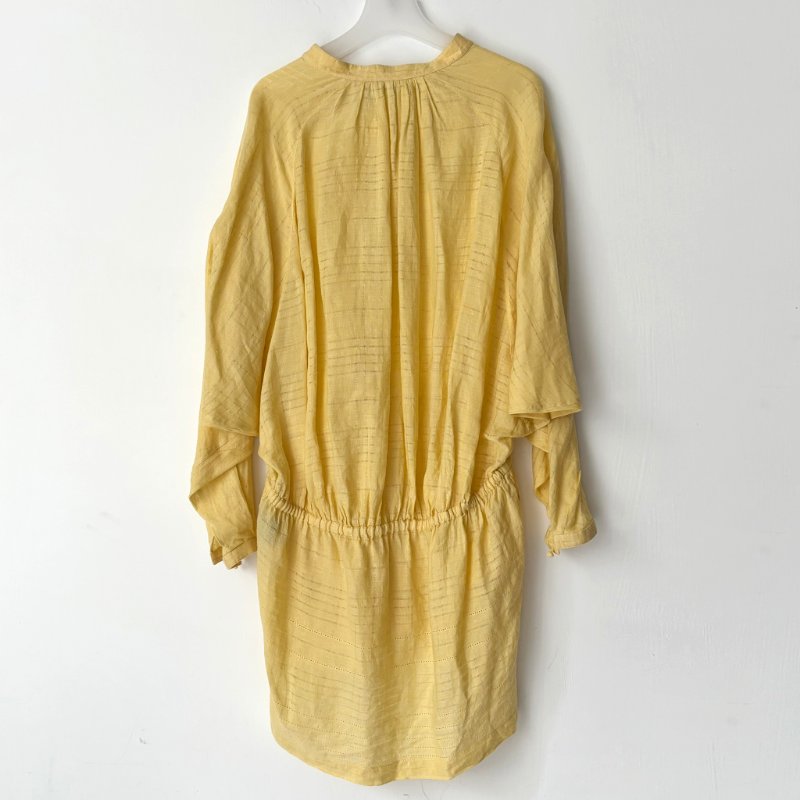 M號 ::Loro Piana:: Cotton minidress 鵝黃色純棉長袖短洋裝 休閒度假洋裝-3