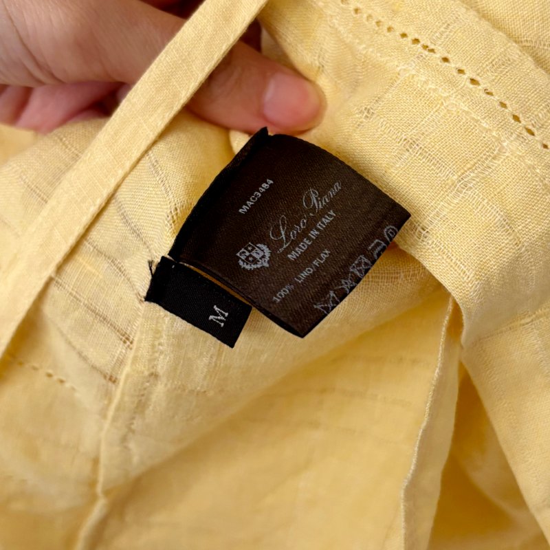M號 ::Loro Piana:: Cotton minidress 鵝黃色純棉長袖短洋裝 休閒度假洋裝-14