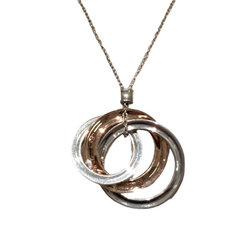 TIFFANY&CO 蒂芬妮 1837系列 三環互鎖項鍊 925純銀 RUBEDO合金-1