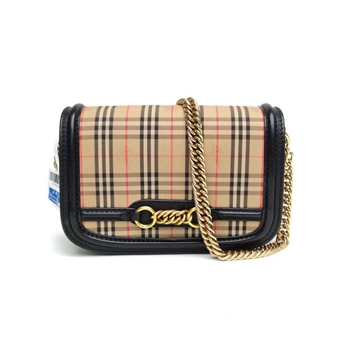 Burberry 巴寶莉格子帆布金扣經典格紋郵差包