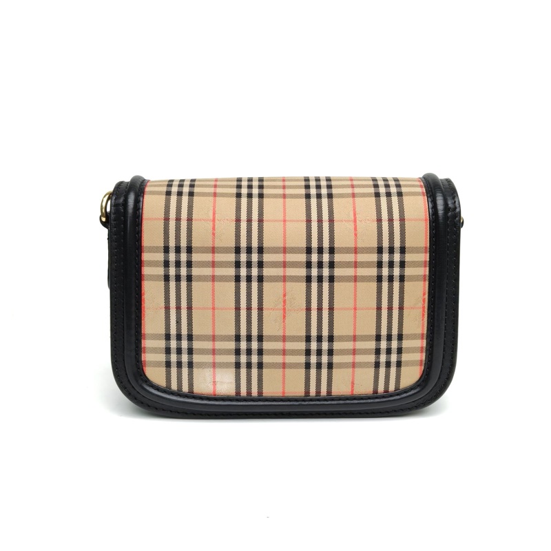 Burberry 巴寶莉格子帆布金扣經典格紋郵差包-2