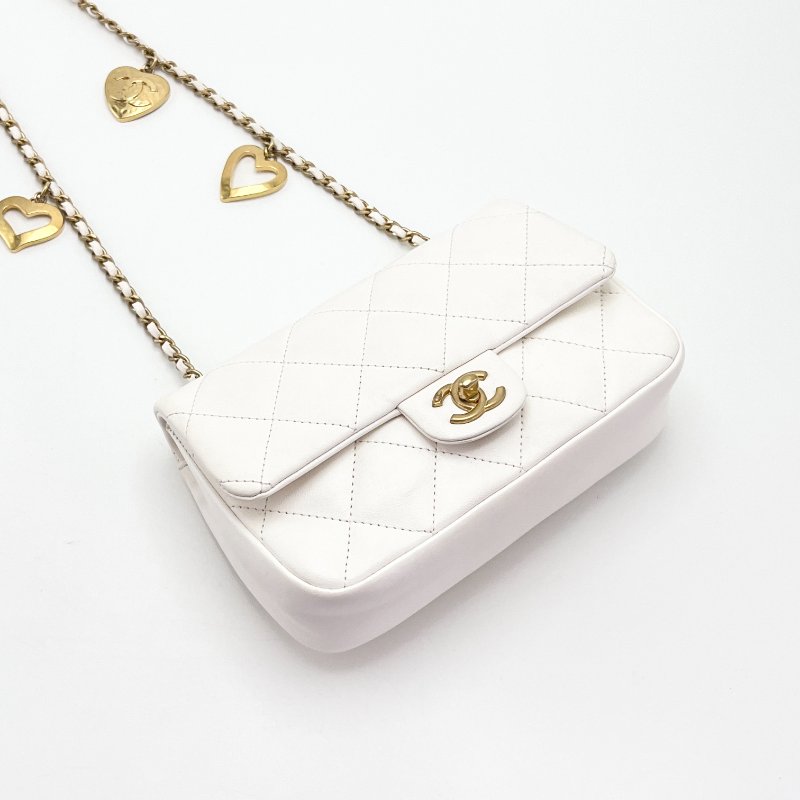 CHANEL 白金愛心鏈條大mini肩背斜背包 20*13*5.5 98新配件塵袋-1