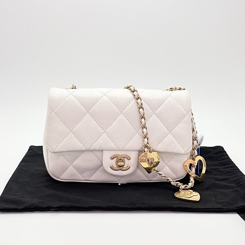 CHANEL 白金愛心鏈條大mini肩背斜背包 20*13*5.5 98新配件塵袋-4