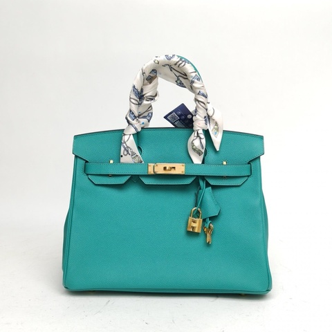 HERMES Birkin30維羅納綠Epsom皮D刻金扣手提包