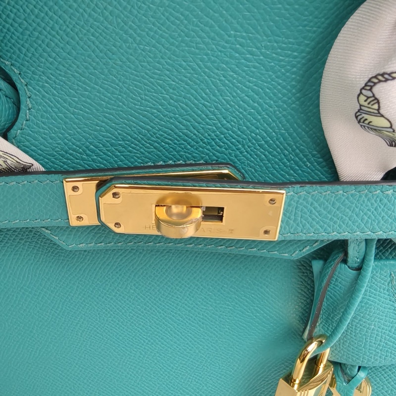 HERMES Birkin30維羅納綠Epsom皮D刻金扣手提包-4