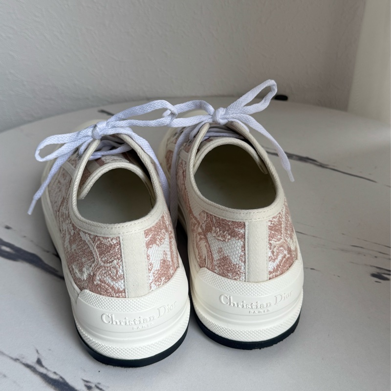 Dior白/粉刺繡厚底休閒鞋37.5號-3