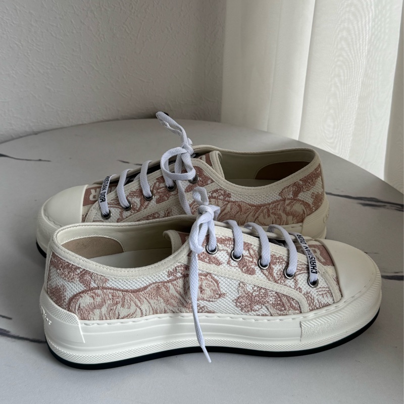 Dior白/粉刺繡厚底休閒鞋37.5號-4