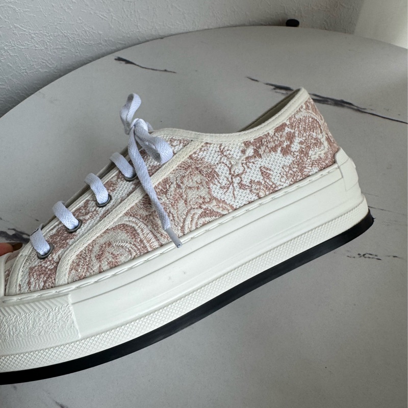 Dior白/粉刺繡厚底休閒鞋37.5號-20