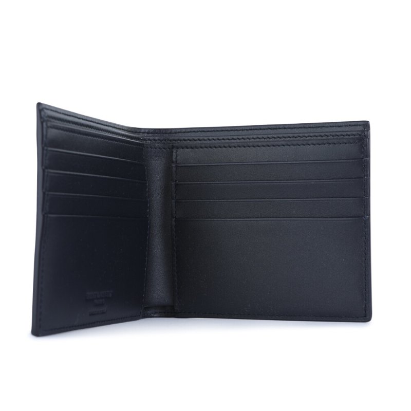 【YSL】SAINT LAURENT Paris East West Bifold 滑面皮革 卡夾 皮夾 短夾 深藍色 396307-1