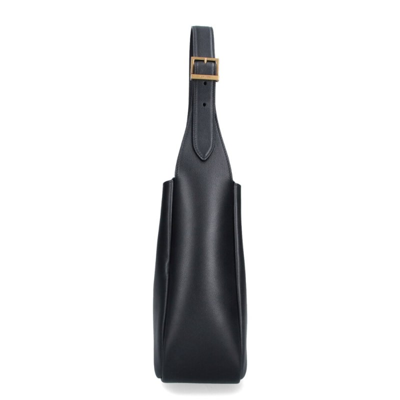 【YSL】SAINT LAUENT LE 5 A 7 Hobo Small 小款 牛皮 可拆內袋 肩背包 黑色 金扣 850533-2