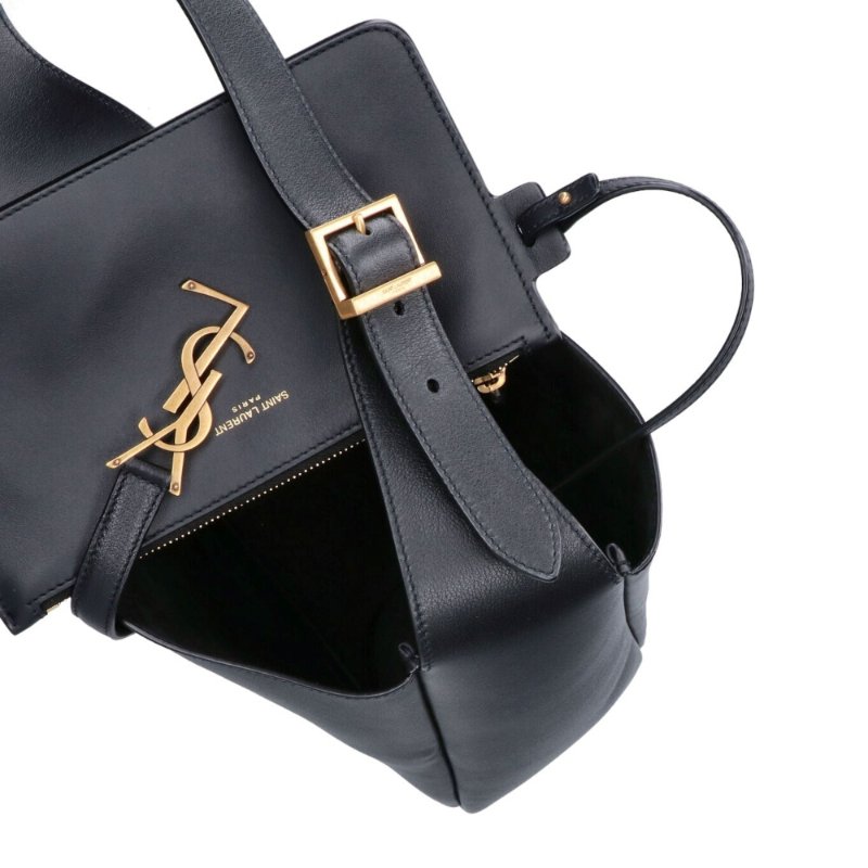 【YSL】SAINT LAUENT LE 5 A 7 Hobo Small 小款 牛皮 可拆內袋 肩背包 黑色 金扣 850533-3