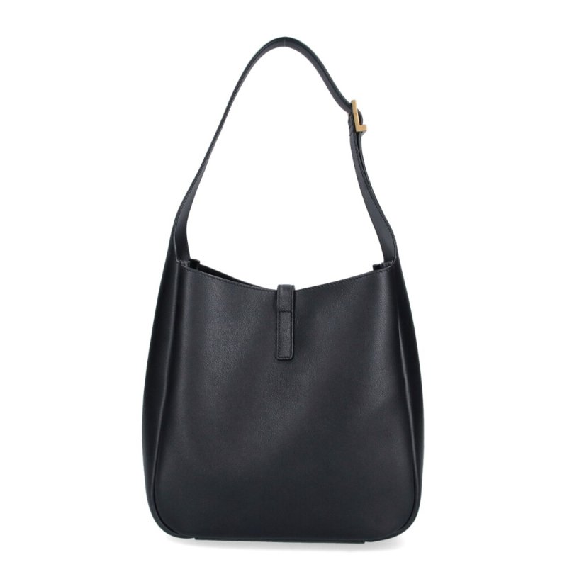 【YSL】SAINT LAUENT LE 5 A 7 Hobo Small 小款 牛皮 可拆內袋 肩背包 黑色 金扣 850533-4