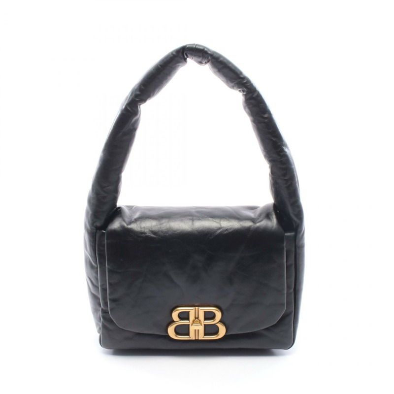 BALENCIAGA Monaco 斜背包 787896 黑色皮革 GHW 二手 女士-0