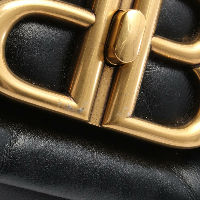 BALENCIAGA Monaco 斜背包 787896 黑色皮革 GHW 二手 女士-4