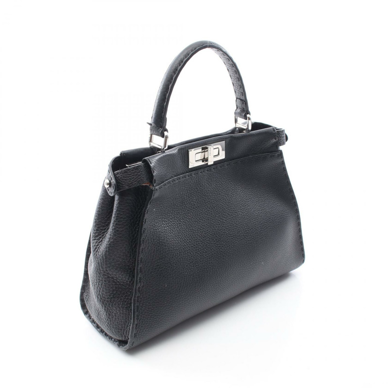 FENDI Peekaboo 常規款單肩斜背包 8BN290 黑色皮革 二手-1