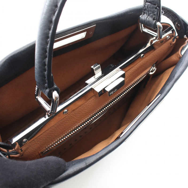 FENDI Peekaboo 常規款單肩斜背包 8BN290 黑色皮革 二手-2