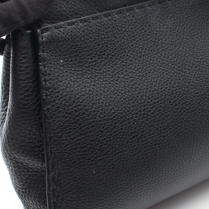 FENDI Peekaboo 常規款單肩斜背包 8BN290 黑色皮革 二手-6