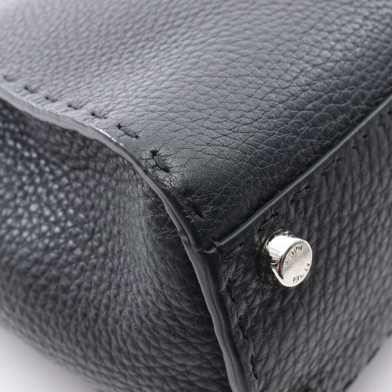 FENDI Peekaboo 常規款單肩斜背包 8BN290 黑色皮革 二手-8