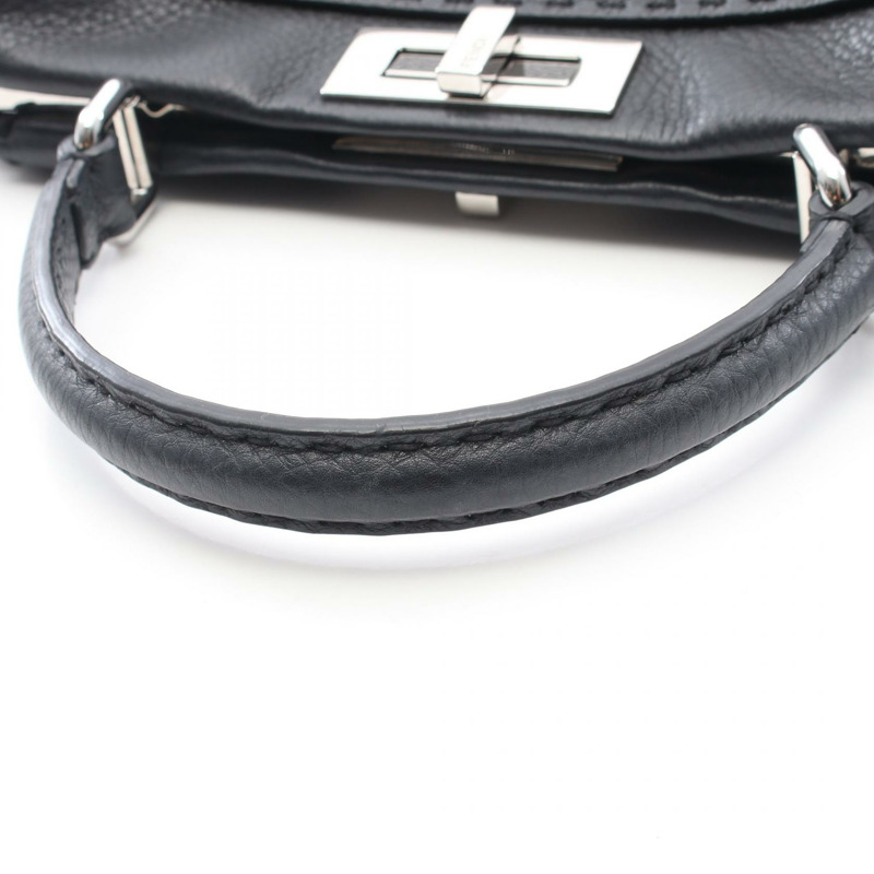 FENDI Peekaboo 常規款單肩斜背包 8BN290 黑色皮革 二手-11
