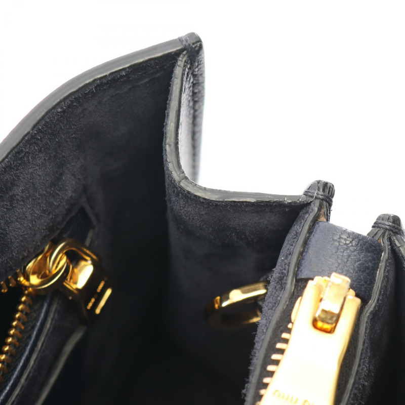 Miu Miu MADRAS 2WAY 單肩斜背包 5BA104 皮革 海軍藍 二手 女士-4