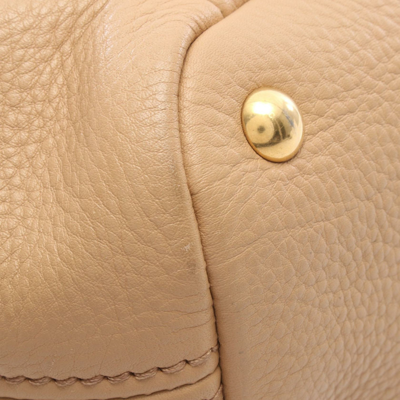 Miu Miu 2WAY 手提單肩斜挎包 小牛皮 米色 二手 女士-7