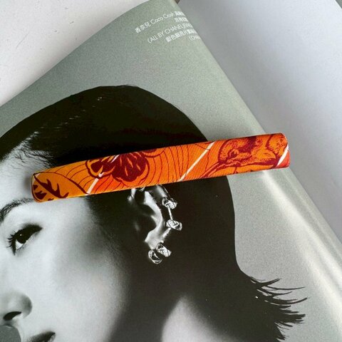 🎊海島必備單品💥Hermes 橘色春夏風閣格花朵髮夾