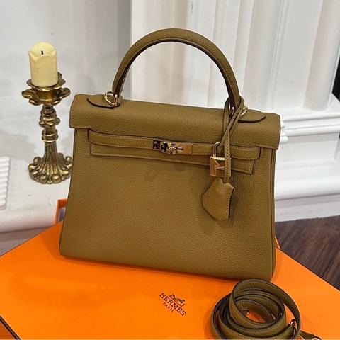HERMES Y刻 U8古銅色 內縫TOGO皮KELLY25 凱莉包