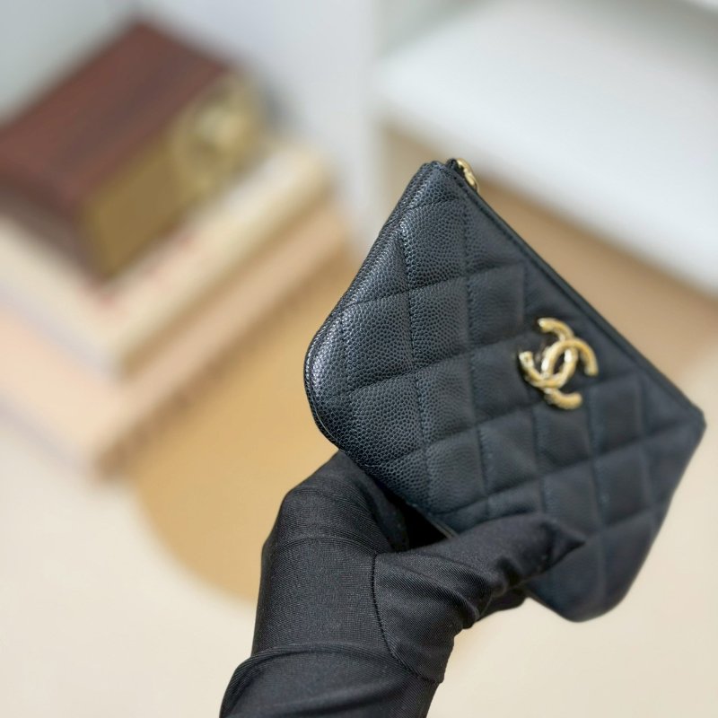🏷Chanel 香奈兒．24S 一字零錢包 荔枝牛 芯片款-4