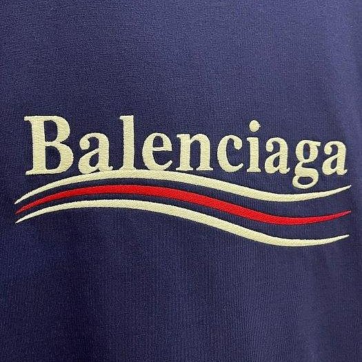 💎Han's house精品服飾💎 Balenciaga 巴黎世家 可樂 刺繡 短 T 寬版 寶藍 男女共穿 現貨 S原價22200-1