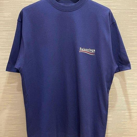 💎Han's house精品服飾💎 Balenciaga 巴黎世家 可樂 刺繡 短 T 寬版 寶藍 男女共穿 現貨 S原價22200-2