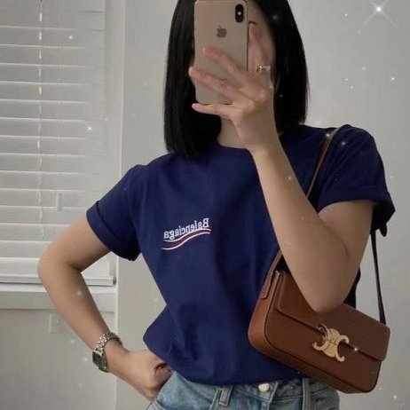 💎Han's house精品服飾💎 Balenciaga 巴黎世家 可樂 刺繡 短 T 寬版 寶藍 男女共穿 現貨 S原價22200-5